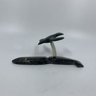 Noah Kingatook's "Flying Bird on Base" Original Inuit Carving