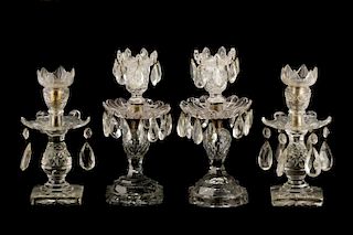 Two 19th C. Continental Cut Crystal Garniture Sets