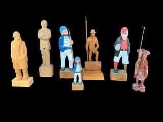 Hand Carved and Painted Wooden Statues