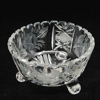 Crystal Bowl with Diamond and Floral Pattern