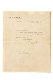 Signed Woodrow Wilson White House Letter