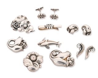 A group of Georg Jensen sterling silver jewelry