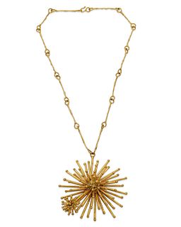 A Pal Kepenyes brass starburst necklace