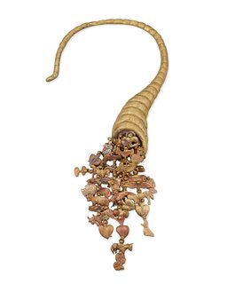 A Pal Kepenyes brass milagros cornucopia necklace