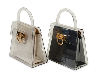 Two vintage Salvatore Ferragamo acrylic purses