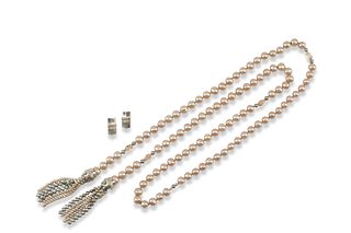 A Mignon Faget pearl and sterling silver lariat set