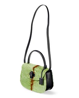 A Gucci green pony hair shoulder bag