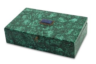 A malachite jewelry casket