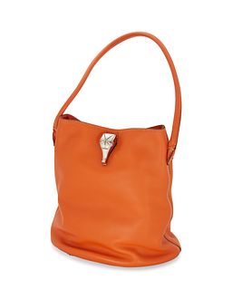 A Barry Kieselstein-Cord orange leather shoulder bag