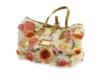 A Valentino Garavani multicolor flower applique tote bag