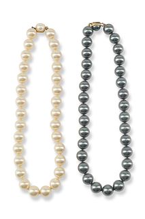 Two vintage Majorica faux pearl necklaces