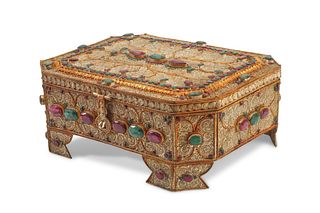 A Mughal-style Indian jewelry casket