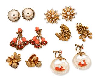 A group of Miriam Haskell earrings
