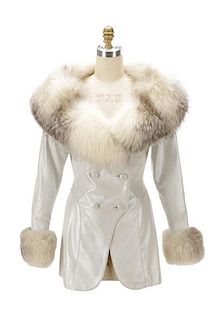 Jitrois White Leather & Coyote Fur Coat