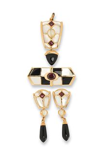 A mother-of-pearl and garnet Kai-Yin Lo jewelry set