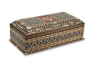 A Levantine-style mother of pearl jewelry casket