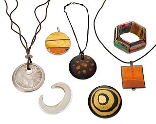 A group of Modernist-style costume jewelry