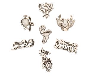 A group of Mexican silver brooches