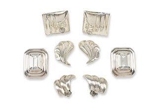 A group of Mexican designer silver earrings