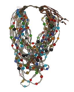 A French glass bead ribbon necklace