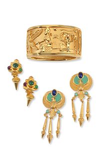 A group of Egyptian Revival statement jewelry