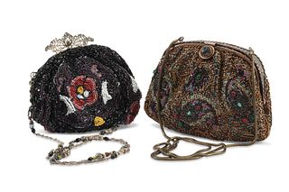 Two vintage beaded evening purses including Hashimoto