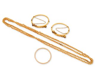 A group of gold jewelry
