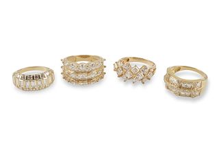 A group of 14k gold cocktail rings