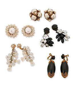 A group of earrings including Miriam Haskell