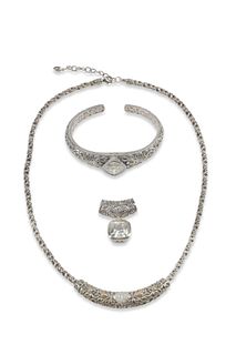 A John Hardy sterling silver and 18k gold jewelry set