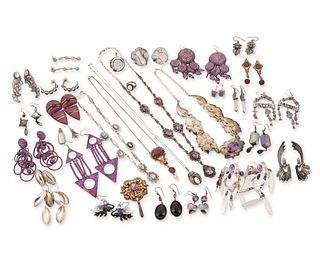 A group of sterling silver and costume jewelry