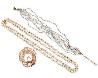 A group of Miriam Haskell faux pearl jewelry
