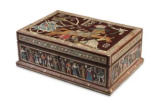 An Egyptian-style inlaid jewelry casket