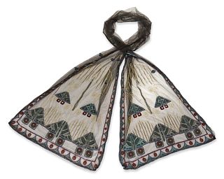 An Art Deco beaded and embroidered scarf