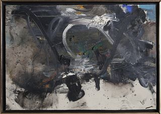 Jerrold Davis, Black Abstract, Oil on Canvas