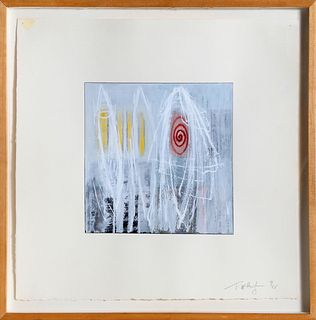 Tom McHugh, Abstract with Red Swirl, Lithograph