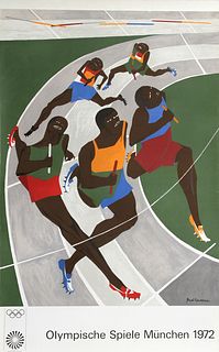Jacob Lawrence, Olympische Spiele Muenchen (The Runners), Screenprint Poster mounted on linen
