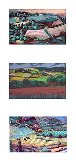 Milton Glaser, View from Volpaia, View Near Greve, and View near Radda, Three Screenprints on Rives BFK