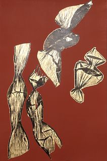 Lynda Benglis, Dual Nature (Brown), Lithograph with Gold Leaf on Hand Tinted Paper