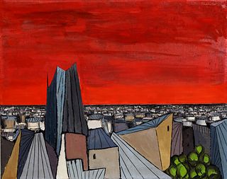 Alvaro Guillot, De Rouge Sur La Ville, Oil on Canvas