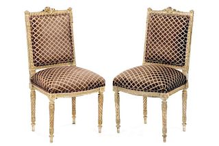 Pair, Polychromed Louis XVI Style Chairs