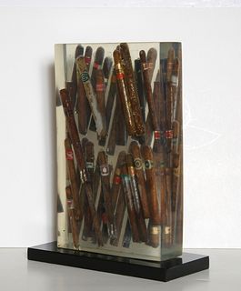 Arman, Waiting to Exhale, Accumulation of Cigars embedded in epoxy resin Sculpture