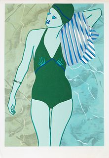 Kiki Kogelnik, Bathing in Green, Screenprint