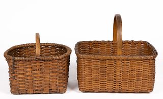 VIRGINIA STAVE-TYPE WOVEN-SPLINT BASKETS, LOT OF TWO