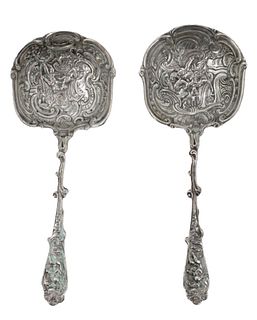 Pair of Antique Repousse Sterling Spoons, 2.8 OZT
