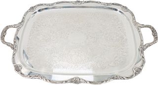 Silver On Copper Decorated Tray