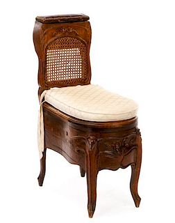 Louis XV Caned Bidet & Stand Attributed to Baudin