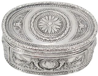 Continental Silver Oval Box.  4.425 OZT