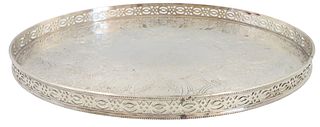 Silver Plated Barker Ellis Oval Galleried Tray