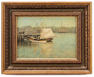 G. H. McCord, "Harbor Scene", Oil on Board